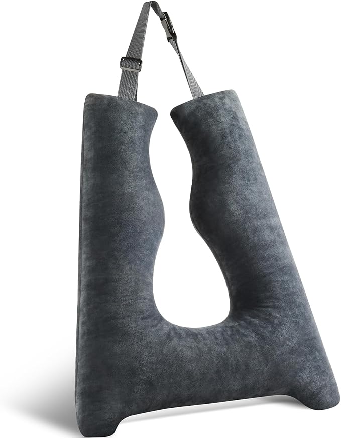 Car Pillow for Kids, Travel Pillow with Adjustable Strap, U-Shaped Pillow for Adults and Children to Support Head and Body Road Trip Essentials (Grey)