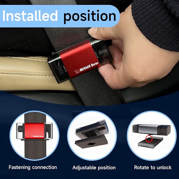 MightY Bear Window Breaker Seatbelt Cutter, 2-in-1 Car Emergency Tool, Underwater Glass Breaker for Traffic Accidents and Family Rescue - 2 Pack Red