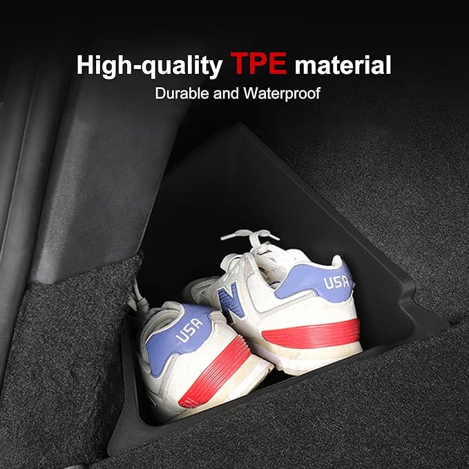 2Pcs Trunk Storage Bins for Juniper TPE Trunk Side Storage Boxes with Lids for Model Y Juniper (2025.03+)