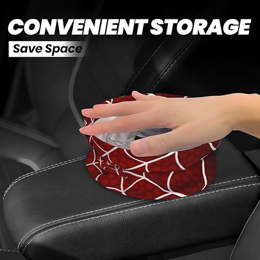 Car Trash Bag Spider Web Waterproof Trash Small Car Can Portable Collapsible Car Garbage Can Hanging for Back Seat Floor or Hanging Headrest Car Decor Road Trip Essentials