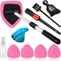 10pcs Windshield Cleaner Tool, Car Window Cleaning Wash Kit with 4 Reusable Microfiber Pads 1 Spray Bottle and Extendable Handle Auto Glass Wiper Kit, Pink
