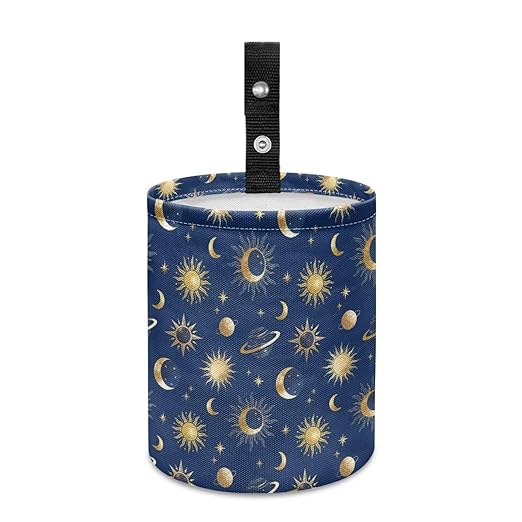 Moon Star Car Trash Can, Cute Car Trash Bag, Hanging Organizer and Storage Bag, Universal Fit for Front Seat, Back Seat, Floor, Headrest