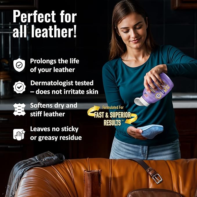 Leather CPR Leather Cleaner And Conditioner - Cleans, Conditions, Restores & Protects Leather Furniture, Handbags, Car Seats, Interior, Jackets, Boots, Purses, Shoes, Couch, Saddles, Tack & More