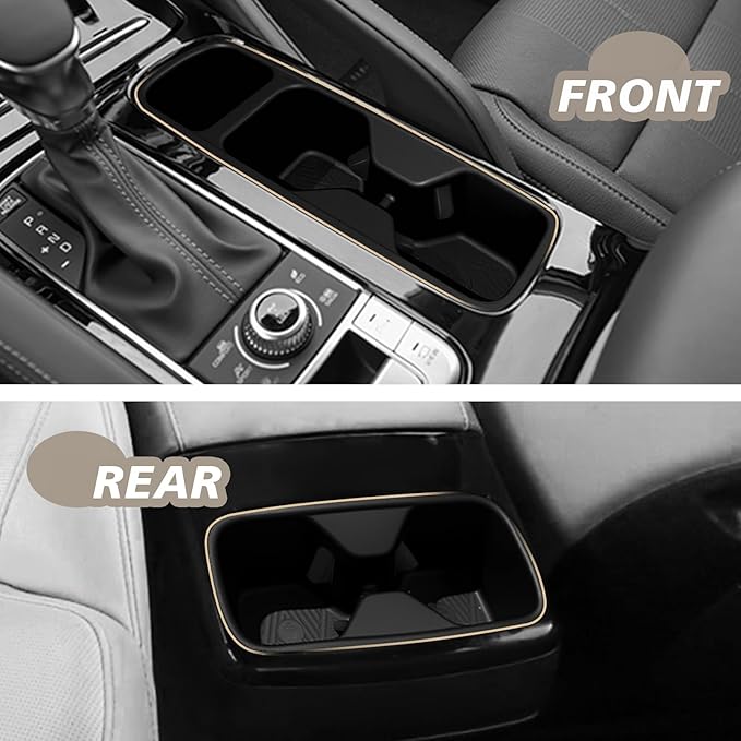 Muslogy Center Console Cup Holder Inserts Compatible with Kia Telluride 2020-2024 2025 Accessories Middle Console Front and Rear Drink Stopper Non-Slip TPE Organizer Cup Holder Replacement 2PCS Set