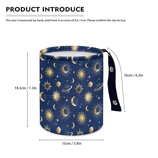 Moon Star Car Trash Can, Cute Car Trash Bag, Hanging Organizer and Storage Bag, Universal Fit for Front Seat, Back Seat, Floor, Headrest