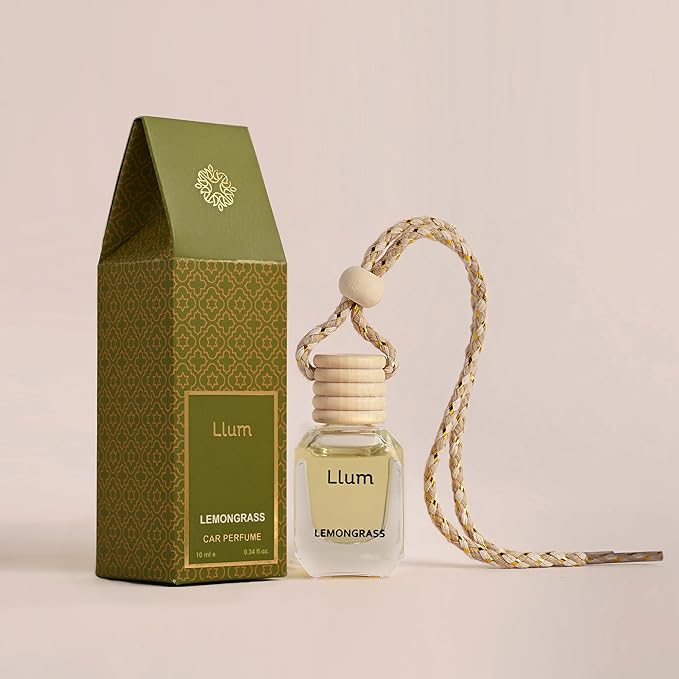 Lemongrass Hanging Car Air Freshener |10ml, 0.34 fl.oz| Luxury, Organic, Toxin-Free, Alcohol-Free, Pet Friendly Perfume|Interior Accessory for fresh Aroma|Long Lasting Fragrance up to 30 Days