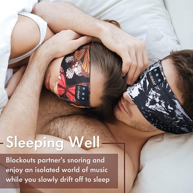 LC-dolida Sleep Headphones Bluetooth 5.4, Headband Earphones Wireless, Sleep Mask for Sleeping, Sports, Gifts, Workout, Jogging, Yoga,Insomnia, Air Travel, Meditation