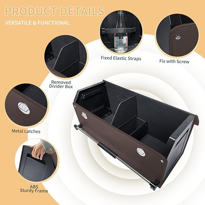 Car Trunk Organizer for SUV Car Trunk Storage Organizer with Lid and Sturdy Handle Collapsible Trunk Organizer for Truck, Sedan, Van (Brown, 27.1 x 11.4 x 12.2in)