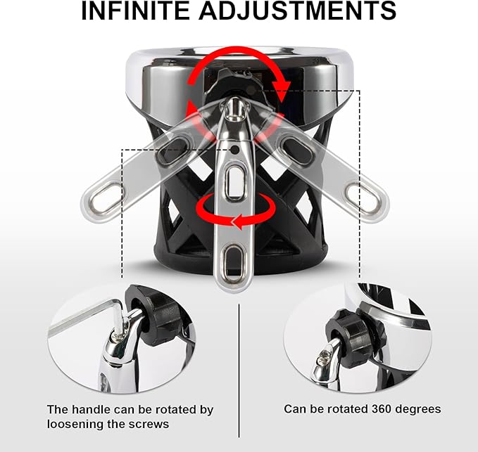PSLER Motorcycle Drink Cup Holder Handlebar Mount Universal for Dyna Fat Bob Touring Road Glide Street Electra Glide Softail 1996-up Goldwing GL1800 2018-up (Chrome, 85mm)