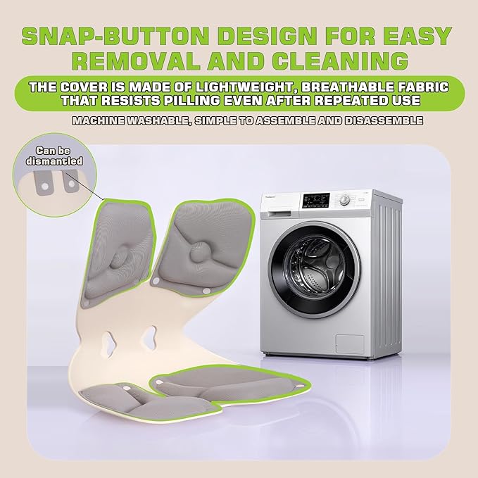 3 PCS Ergonomic Back and Lumbar Support Pillow for Office Chair, Legless Floor Seat with Back Support and Detachable Cushion, Office Chair Posture Corrector for Family Sets