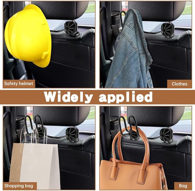 2-Piece Hard Hat Holder for Truck Seat & Car Back, Heavy Duty Dual Hook Organizer for Hats, Safety Vests, & Gear - Perfect for Construction Workers, Commuters, & Work Truck Accessories