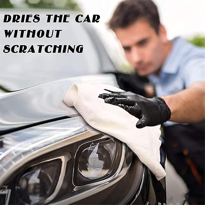 Chamois Cloth for Car, Drying Towel Large Natural Shammy Cleaning Cloth Towel Real Leather Car Washing Wipes (35'' x 23.6'')