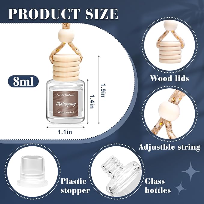 Premium Car Air Freshener, 6 Pack Deep Luxury Scent Essential Oil Diffuser, Long Lasting Fragrance Interior Decor Unisex,Hanging Aroma Diffuser Executive Business Car Accessories Mens Gifts