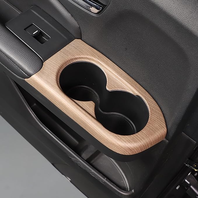2PCS Rear Door Cup Holder Panel Frame Cover for Honda Pilot 2016-2022/ Passport 2019-2023, ABS Material Automotive 2nd Row Seat Cup Holder Cover Interior Accessories (Pear Wood Grain)