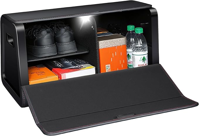 Car Trunk Organizer for Suv Leather Organizers and Storage Sedan Storages Box Collapsible and Adjustable Black