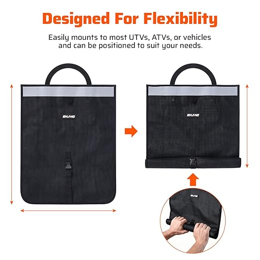 Ehaho UTV ATV Mesh Trash Bag with Reflective Strip, Universal Off-Road Trash Organizer, Large Mesh Sack with Carabiners, Fits Polaris RZR,Can-Am,CFMOTO,Arctic Cat,Pioneer,Golf Cart(Black)