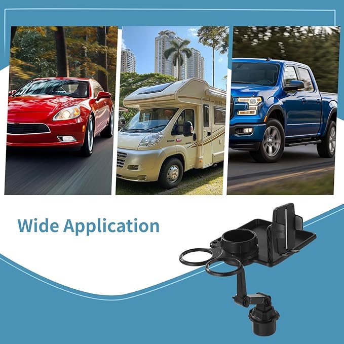 Cup Holder Tray for Car, Car Cup Holder Tray with Phone Stand, Car Table Tray, Detachable 360° Rotation, Ideal for Daily use and Road Trip Dining (1 Food Tray)