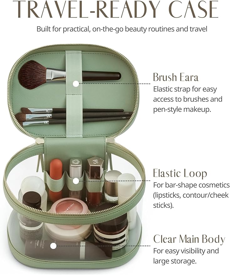 Popvibe Clear Makeup Bag Travel Cosmetic Case Transparent Toiletry Bag with Zipper, Portable Make Up Organizer Traveling Compact Car Bag for Essentials