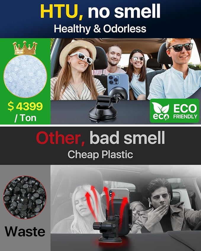 HTU 2025 Upgraded for Magsafe Car Mount [80LBS Strongest Suction & Military-Grade] Powerful Magnetic Cell Phone Holder for Car Dashboard Windshield for iPhone 17 16 15 14 Pro Max Mini,Black