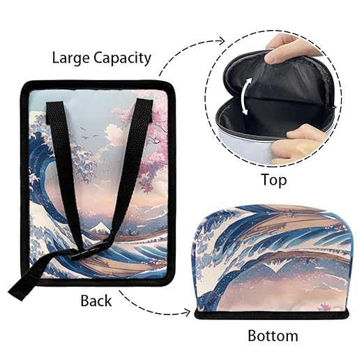 1.2 Gallons Car Trash Can, Ukiyo-e Print Car Garbage Can for Back Seat, Leak-Proof Zipper Seal, Durable Polyester Material Washable, Ideal for Car Interior & SUV - Auto Garbage Solution