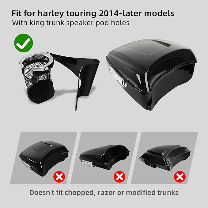 TCMT Rear Drink Cup Holder Passenger Fits For Harley Touring Electra Road Glide Ultra Limited 2014-2023