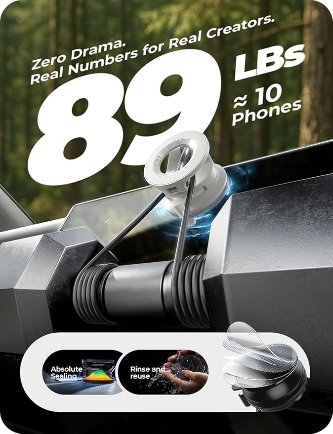 LISEN for Magsafe Car Mount, Magnetic Phone Holders for Your Car, Vacuum Phone Mount for Car Accessories for Men Women, SuctionPro Gifts Kits, Girl Car Accessories, for iPhone 17 Pro Max, White