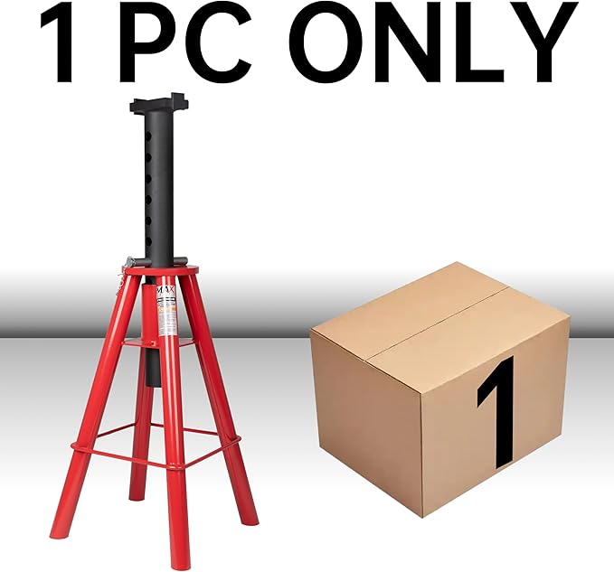 10 Ton (20,000 lbs) Capacity Heavy-Duty High Profile Pin Type Adjustable Jack Stand for Trucks & Equipment, 1 PC