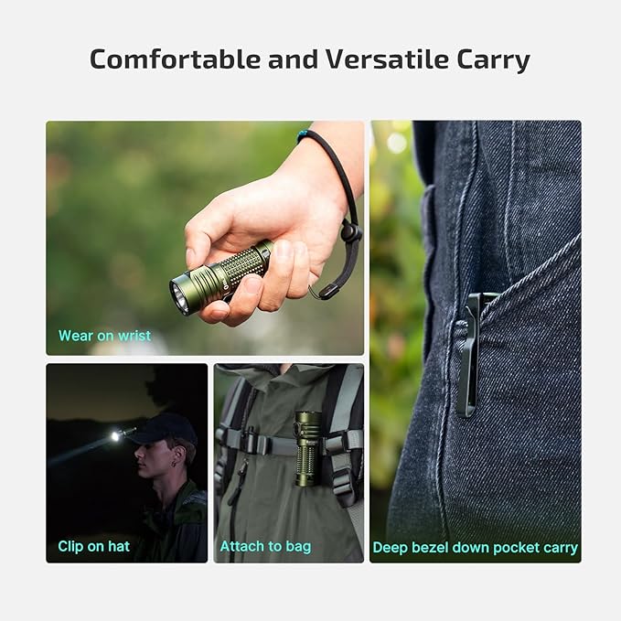 OLIGHT BatonTurbo EDC Flashlight Rechargeable, 1000 Lumens Compact LED Powerful Flash Light 510 Meters Long Throw, with Magnetic Charging Cable and Landyard for Hiking, Camping, Home Use (OD Green)