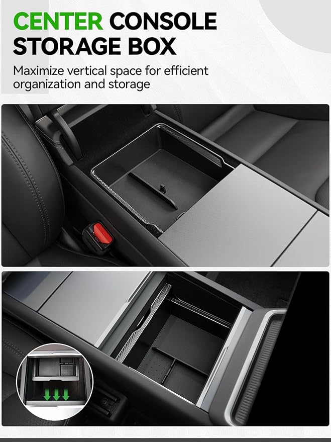 10PCS Center Console Organizer Tray for 2025 2026 Tesla Model Y Juniper Accessories, Under Seat Storage Armrest Hidden Storage Box Cup Holder Charger Pad for Tesla Model Y Juniper