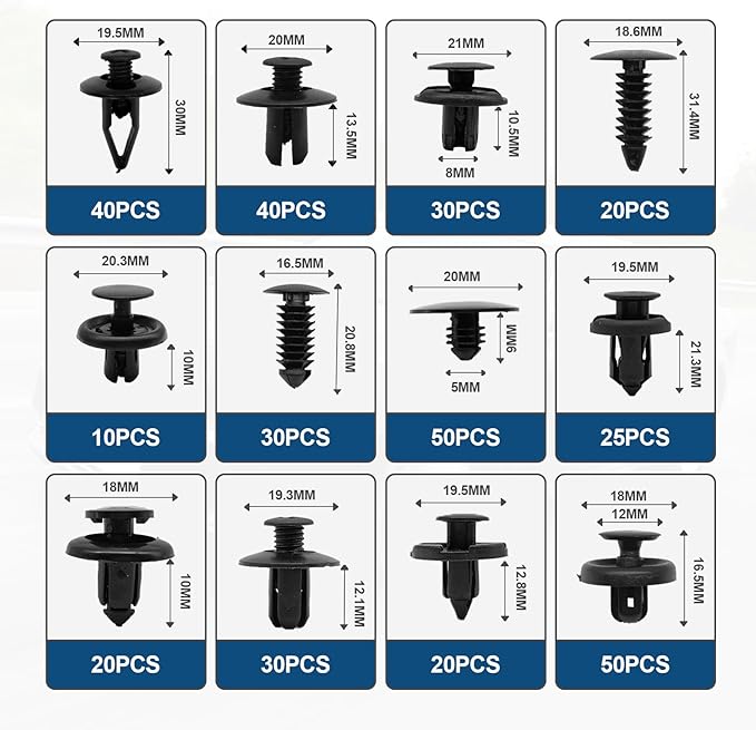 1101PCS Car Door Trim Panel Clips Kit, Car Retainer Clips Auto Push Pin Rivets Set - 32 Most Popular Sizes and 1 Pcs Fastener Remover Remover for GM Ford Mazda Chrysler Benz Subaru Toyota Honda
