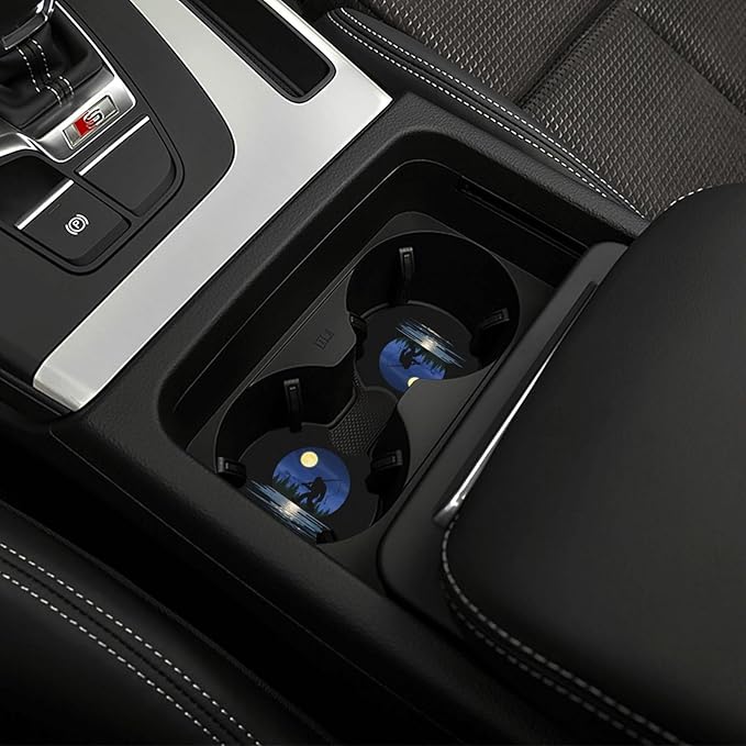 Bigfoot Fishing Car Coasters for Cup Holders Pack of 2 Neoprene Cup Mat Pad Vehicle Interior Accessories for Men Women