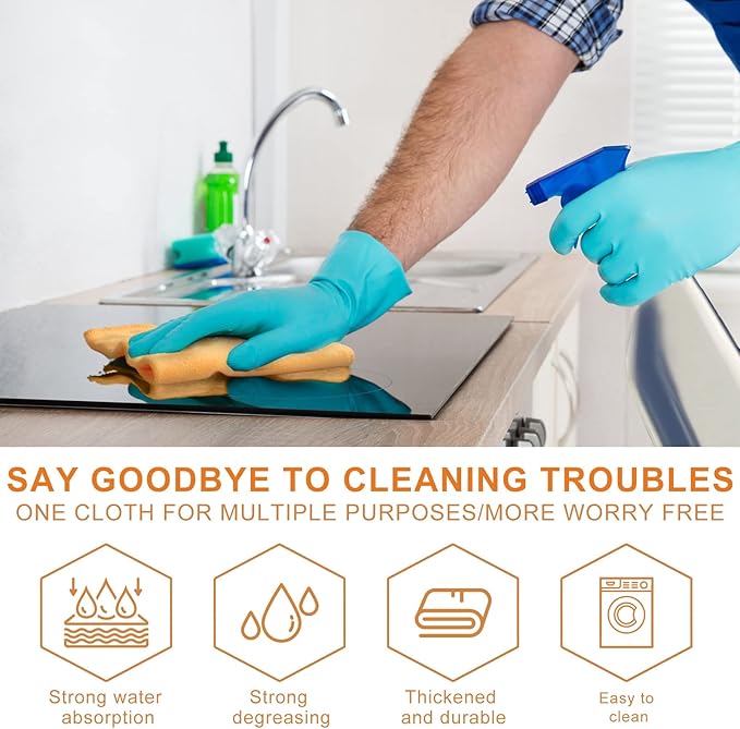 Nuenen Microfiber Cleaning Cloths for Cars 16 x 16 Inch Ultra Absorbent Car Towels Drying Reusable Cleaning Supplies House Kitchen Window Microfiber Towel(Yellow,60 Pcs)