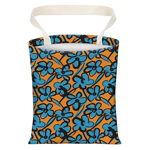 Cute Car Trash Can, Hanging Canvas Car Back Seat Organizer and Storage Bag, Funny Car Trash Bag For Travelling, Outdoor Abstract Blue Flowers