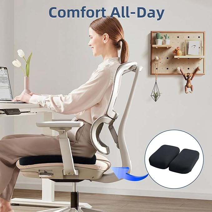 Adjustable Seat Cushion, Memory Foam Seat Cushion for Office Chair, Car Seat Cushion, Foldable Travel Cushion for Tailbone Pain, Sciatica Pain Relief, Lifting Cushion for Sitting, Resting, Traveling