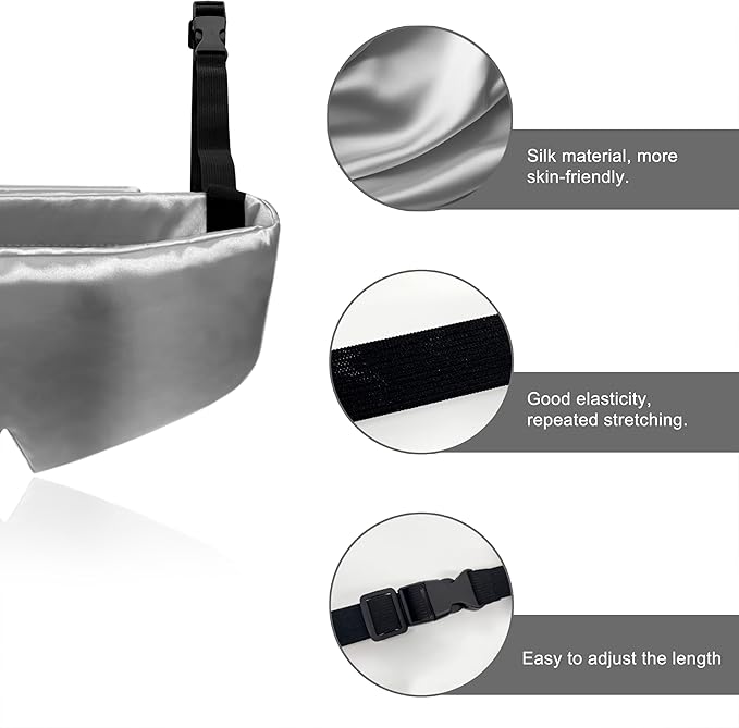 Travel Pillows for Airplanes, Airplane Head Strap with Silk Eye Mask for Sleeping, Long Flights & Car Road Trips 360°Headrest Neck Support, Stops Bobbing, Small & Compact (Gray)