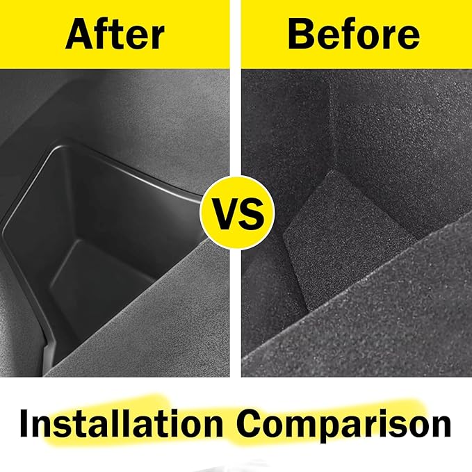 Trunk Storage Bins with TPE Lids Compatible with 2025 2026 Tesla Model Y Juniper , 2 PCS TPE Waterproof Trunk Side Storage Box Organizer Fit Tesla Model Y Accessories