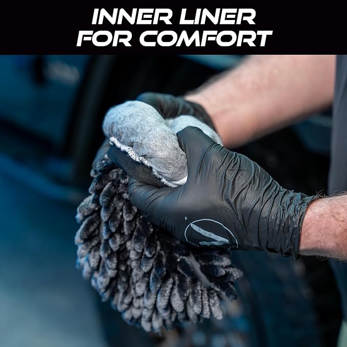 VIKING Car Wash Mitt, Microfiber for Car Cleaning, Premium Chenille, Black, 10 inch x 8 inch, 2 Pack