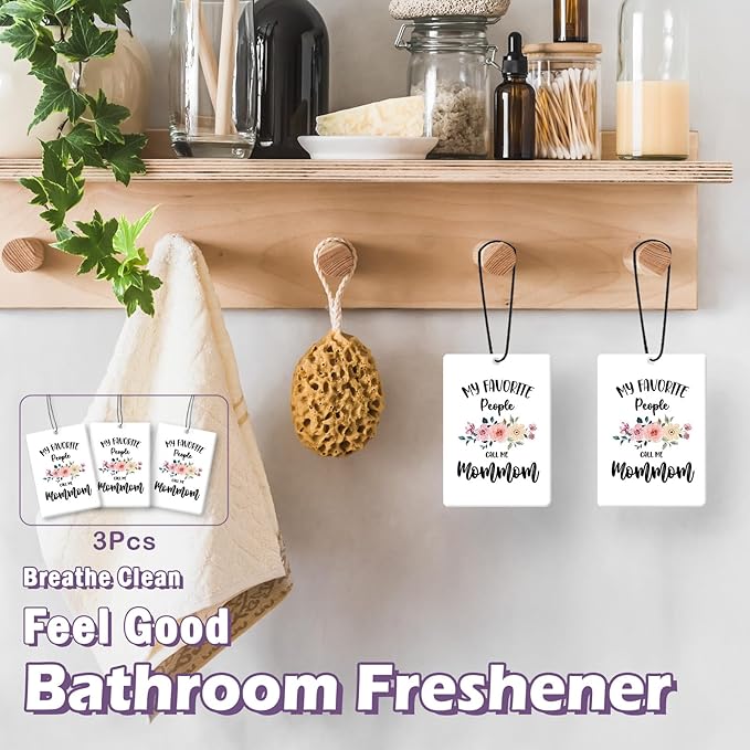 My Favorite People Call Me Mommom Grandma Gifts Car Air Freshener Accessories 3pcs, Rustic Gifts for Grandma Christmas,Floral Hanging Scent Fragrance Card for Women Closet Bathroom Home Decor