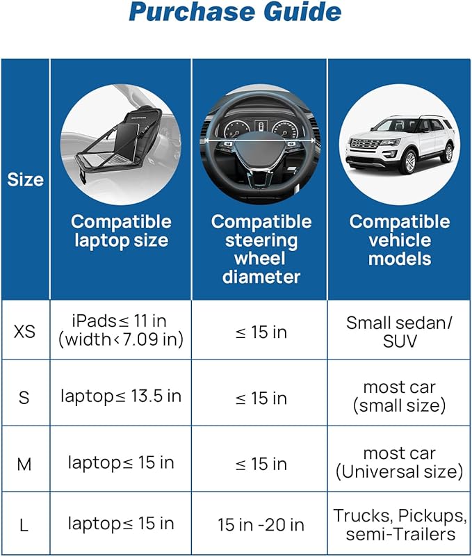 JOYTUTUS Steering Wheel Tray, Back Seat Headrest Tray for Eating Food and Drink, Work Table for Writing and Steering Wheel Laptop Desk, Car Organizer for Commuters, Travel, Family (16.54'' x 11.8'')