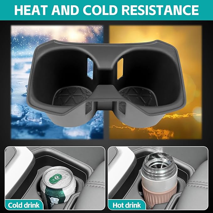 Cup Holder Organizer Compatible with 2019 2020 2021 Toyota RAV4 Accessories, Noise-Free Water & Dust Proof TPE Insert Center Console Drink Holder Protector for 2019-2021 RAV 4 Accessories