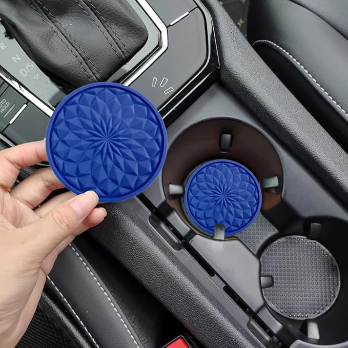 Car Cup Coaster, Universal Automotive Waterproof Non-Slip Cup Holders Sift-Proof Spill Holder Car Interior Accessories 4 Pack Dark Blue