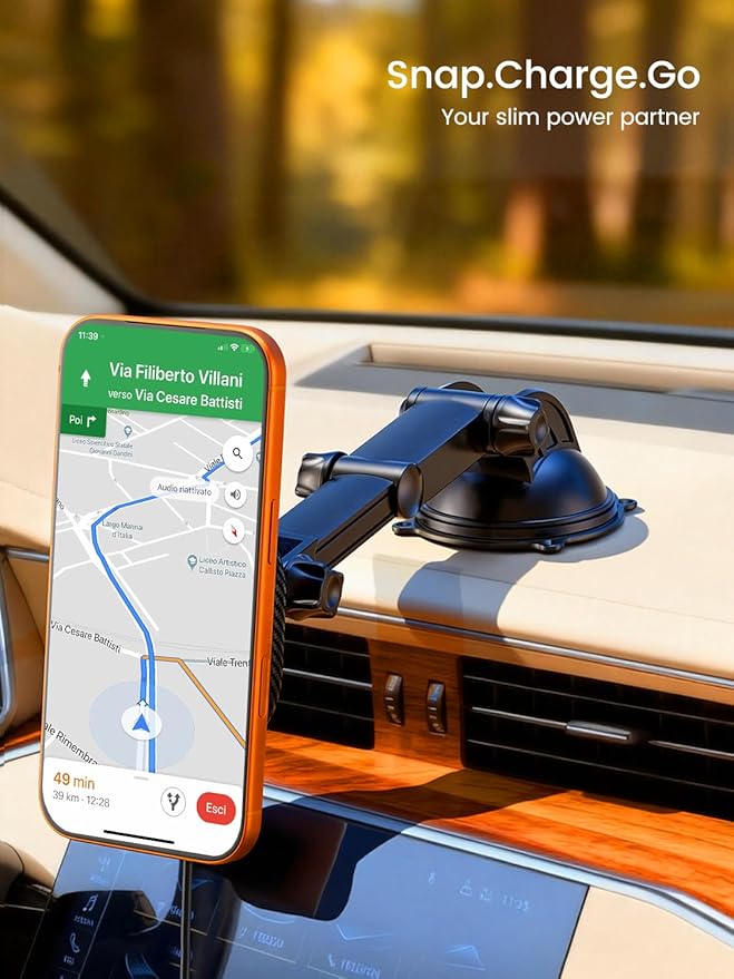 OHLPRO for iPhone 17 MagSafe Car Mount Charger, 15W Fast Wireless Charging Magnetic Holder with Extendable Suction Cup Arm, Dashboard & Vent Mount Compatible with iPhone 16/15/14/13 Pro Max