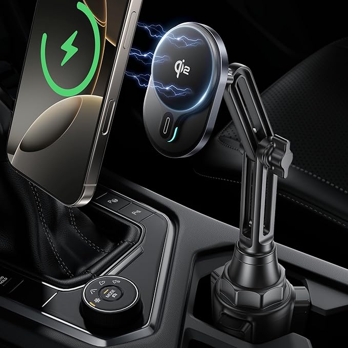 for Qi2 15W Wireless MagSafe Car Mount Charger Cup Phone Holder,15W Fast Charging Charger Phone Holder Mount for iPhone Air/17/16/15/14/13/12, Galaxy S25, Fast Charging for Magnetic iPhone Accessories