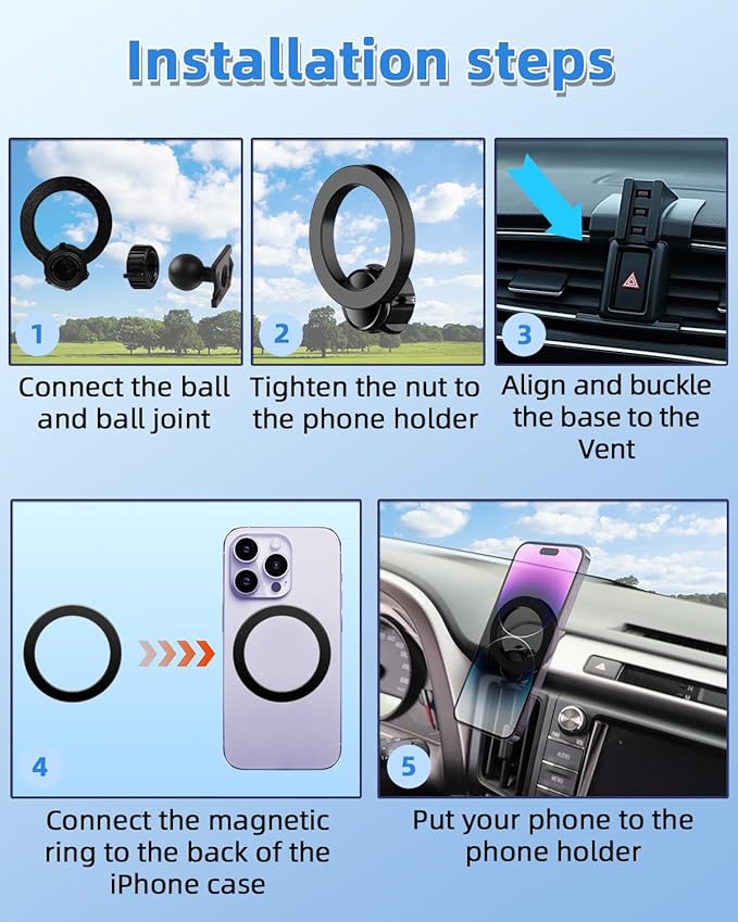 PZK Car Phone Mount for Honda CRV CR-V 2017 2018 2019-2020 2021 2022 Accessories 5th Gen CRV Custom Air Vent Car Phone Holder Magnetic Hands Free 360° Rotation Phone Automobile Cradles