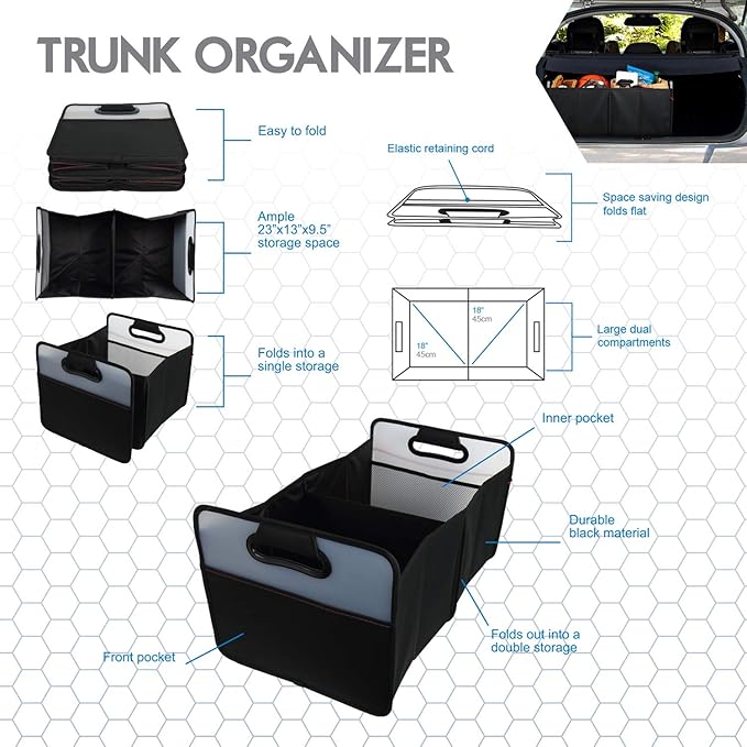 Pilot Automotive CG-38E Collapsible Trunk Organizer, Black