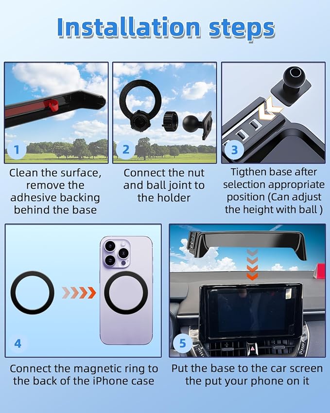 PZK Car Phone Mount for VW/Volkswagen Atlas/Altas Cross Sport 2024 2025 2026 Accessories 12-inch Screen 360° Rotation Car Phone Holder Compatible with MagSafe Phone Cradles Not Affect Air Vent