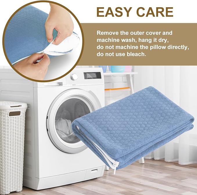 Ivellow Memory Foam Travel Pillow Compressible Camping Pillow for Sleeping Shredded Memory Foam Pillow Compact Firm Supportive Travel Pillow for Adults Kids Outdoor Hiking Essential Gear Blue-M