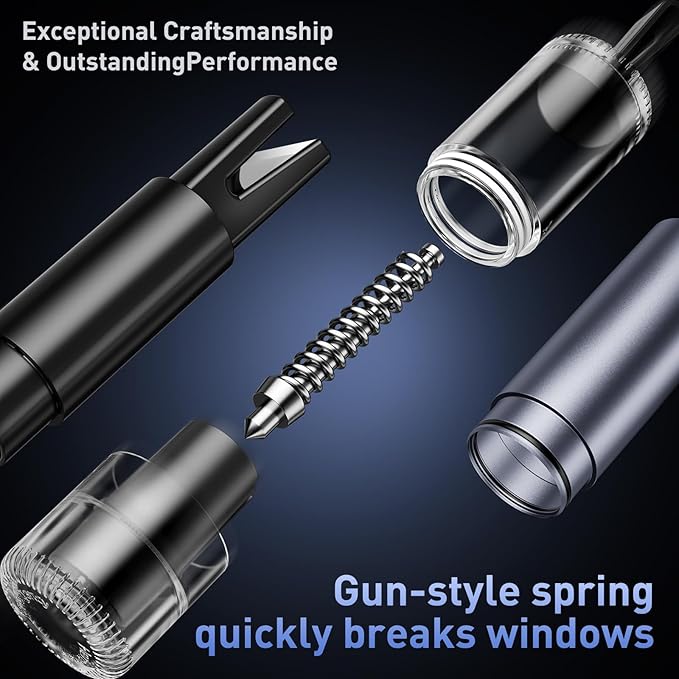 Car Safety hammer Seatbelt Cutter, Upgraded Transparent Lid Window Breaker Seatbelt Cutter Underwater,2 in 1 Emergency Automotive Escape Tools,Portable car Window Breaker Tool,car Accessories