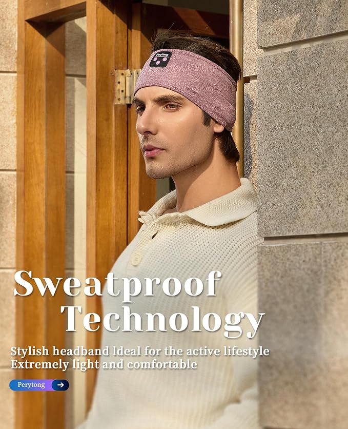 Perytong Sleep Headphones Wireless, Bluetooth Sports Headband Headphones with Ultra-Thin HD Stereo Speakers Perfect for Sleeping,Workout,Jogging,Yoga,Insomnia, Air Travel, Meditation (Purple)