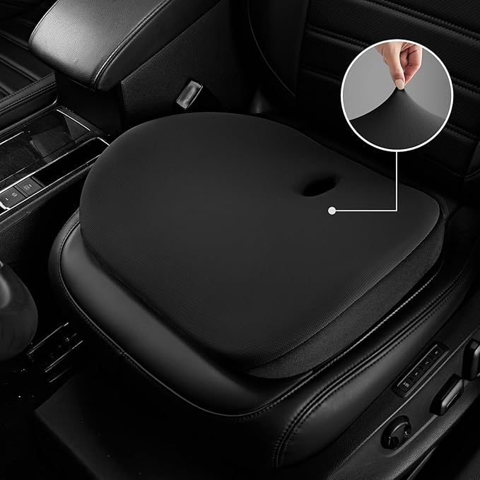 Road Comforts Premium Memory Foam Seat Cushion – Office Chair Cushion, Car Seat Cushion – Chair Cushions for Back & Sciatica Pain Relief – Seat Cushions for Office & Desk (Black)